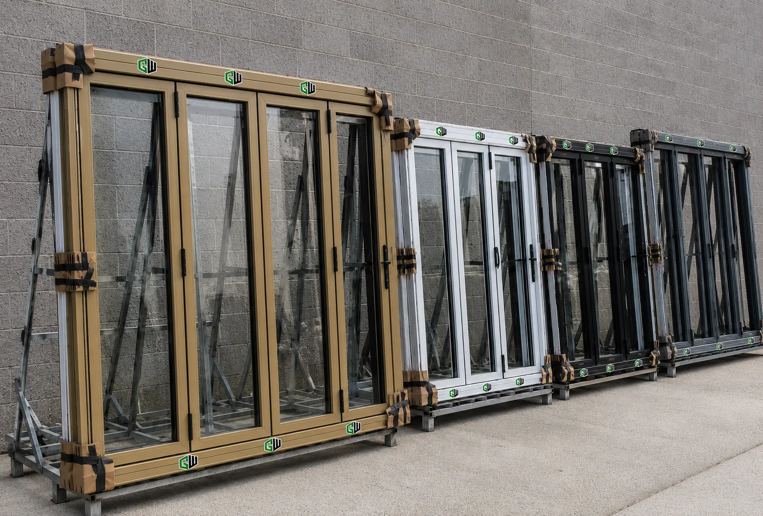 Aluminium bifold door frame assembly at the Glazed Windows Ltd Birmingham workshop