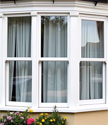 A close-up of a white UPVC sash window with multiple panes.